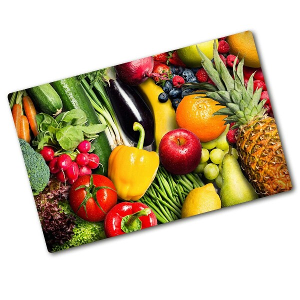 Chopping board glass Vegetables and fruits