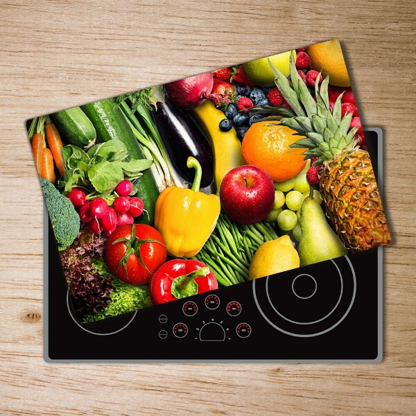 Chopping board glass Vegetables and fruits