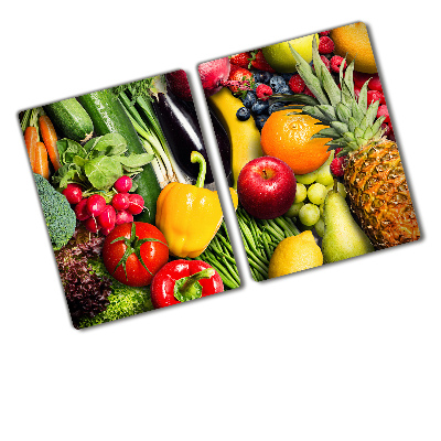 Chopping board glass Vegetables and fruits