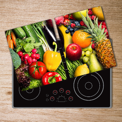 Chopping board glass Vegetables and fruits