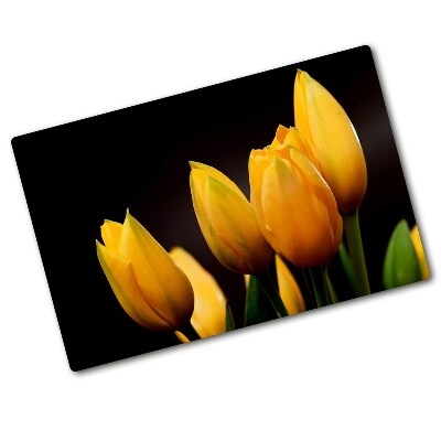 Glass chopping board Yellow tulips