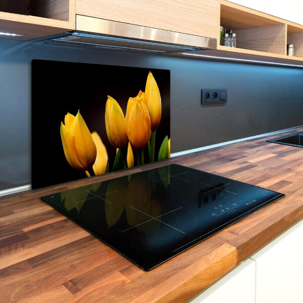 Glass chopping board Yellow tulips