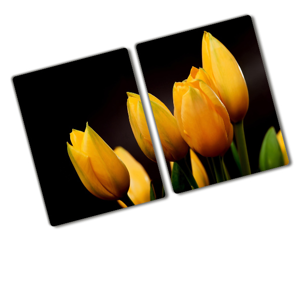 Glass chopping board Yellow tulips