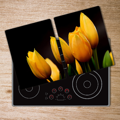 Glass chopping board Yellow tulips