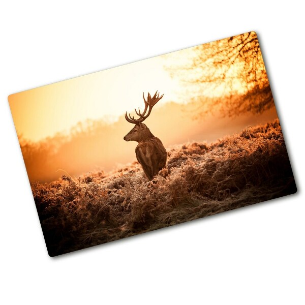 Glass chopping board Deer sunrise