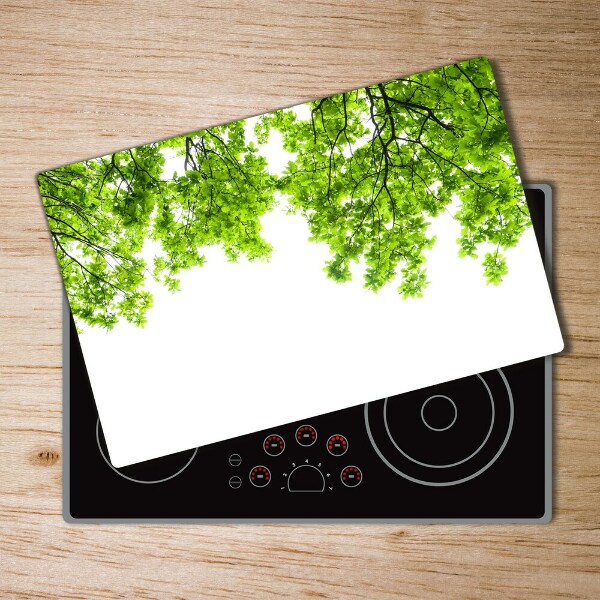 Chopping board glass Oak leaves