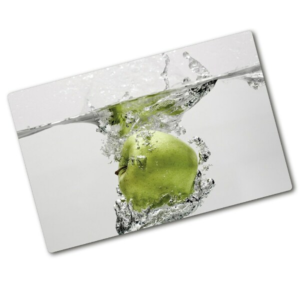 Chopping board glass Apple under water