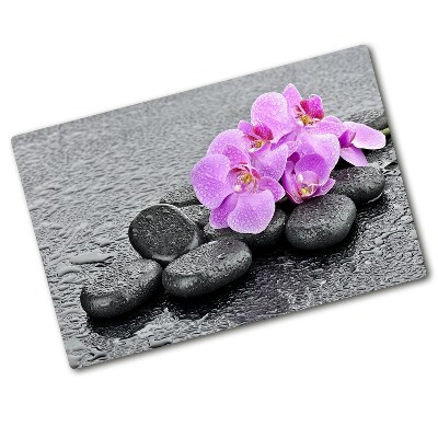 Chopping board glass Stones orchids