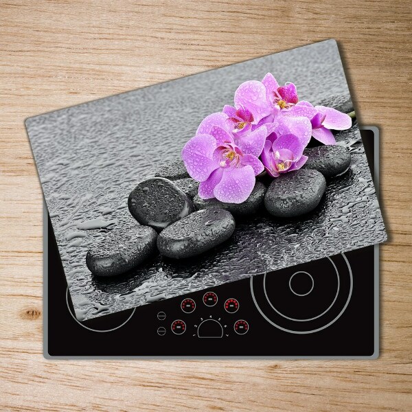 Chopping board glass Stones orchids