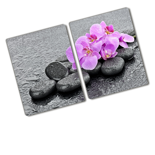 Chopping board glass Stones orchids