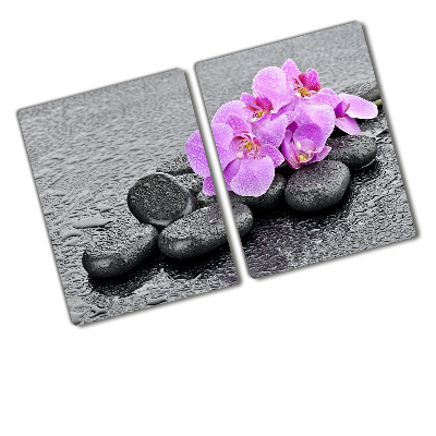 Chopping board glass Stones orchids