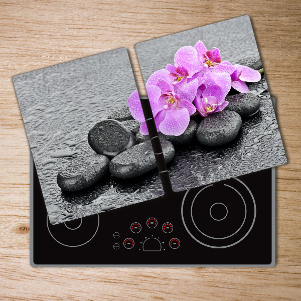 Chopping board glass Stones orchids