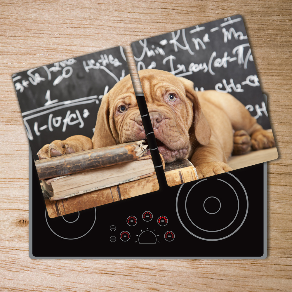 Chopping board The dog bites a book