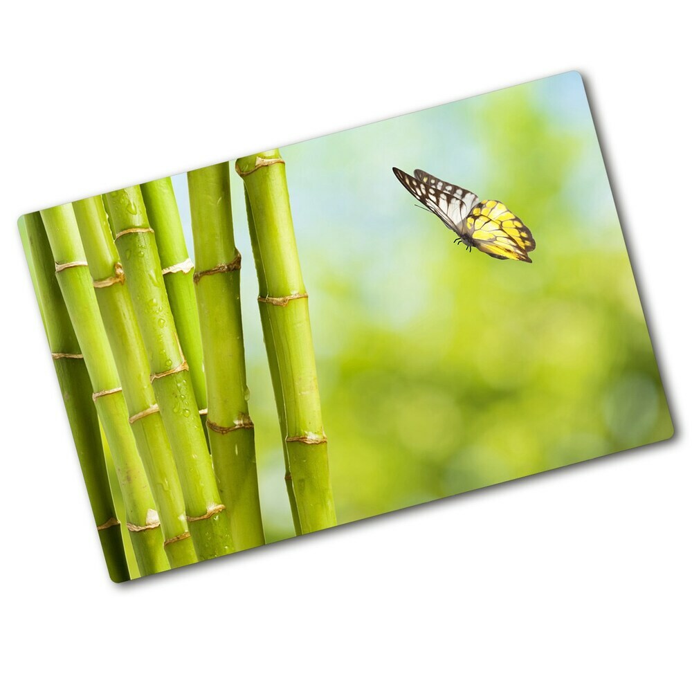 Chopping board glass Bamboo and butterfly