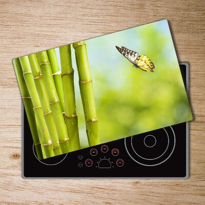 Chopping board glass Bamboo and butterfly