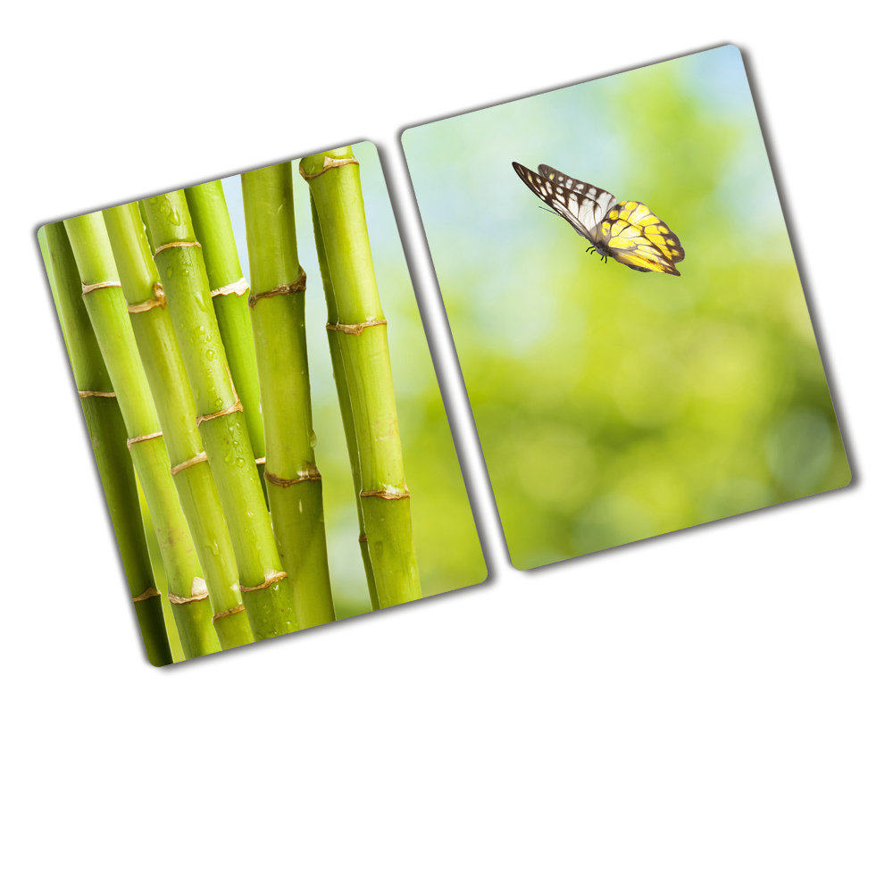 Chopping board glass Bamboo and butterfly