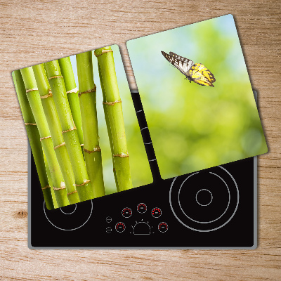 Chopping board glass Bamboo and butterfly