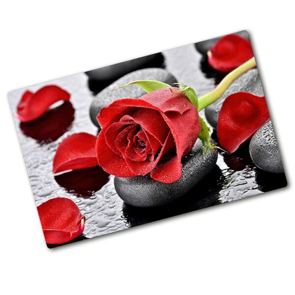 Chopping board glass Red rose