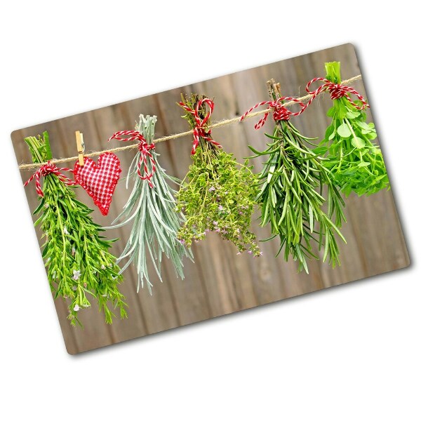 Chopping board glass Herbs on a string