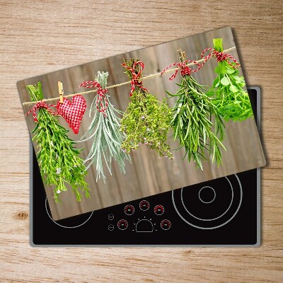 Chopping board glass Herbs on a string