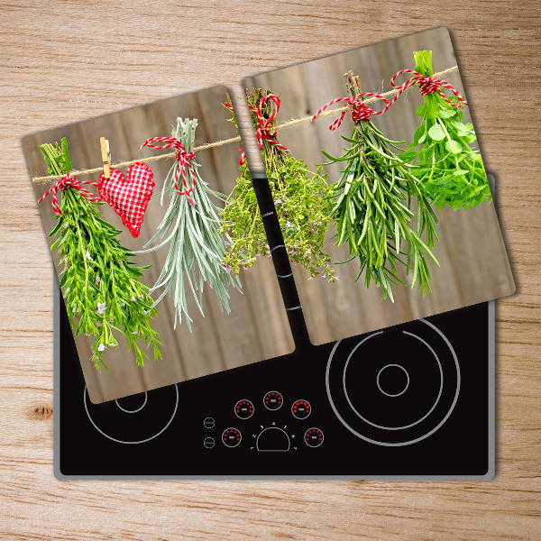 Chopping board glass Herbs on a string