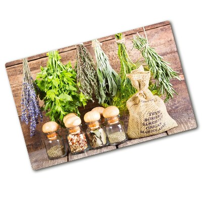 Chopping board glass Herbs on a string