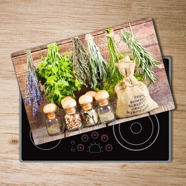 Chopping board glass Herbs on a string