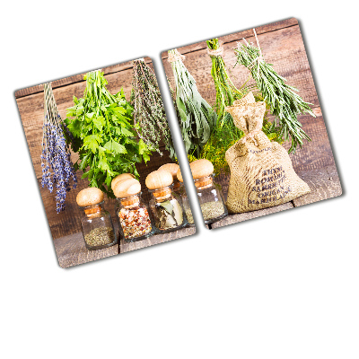 Chopping board glass Herbs on a string