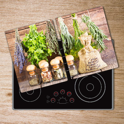 Chopping board glass Herbs on a string