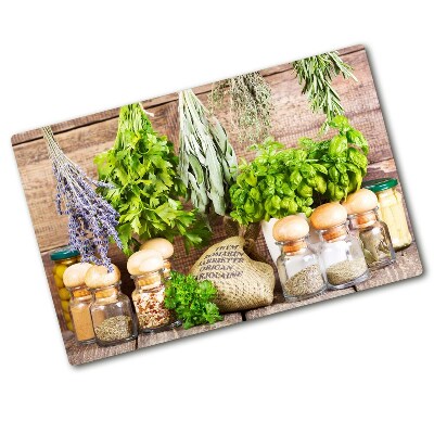 Chopping board glass Herbs on a string