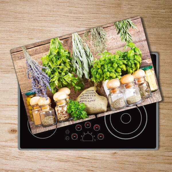 Chopping board glass Herbs on a string