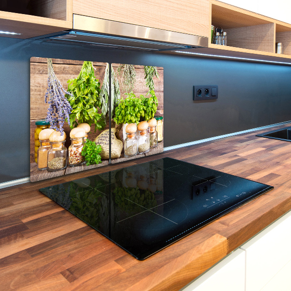 Chopping board glass Herbs on a string