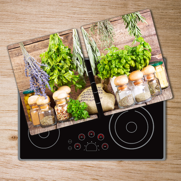 Chopping board glass Herbs on a string