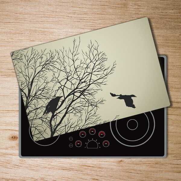 Glass chopping board Crows