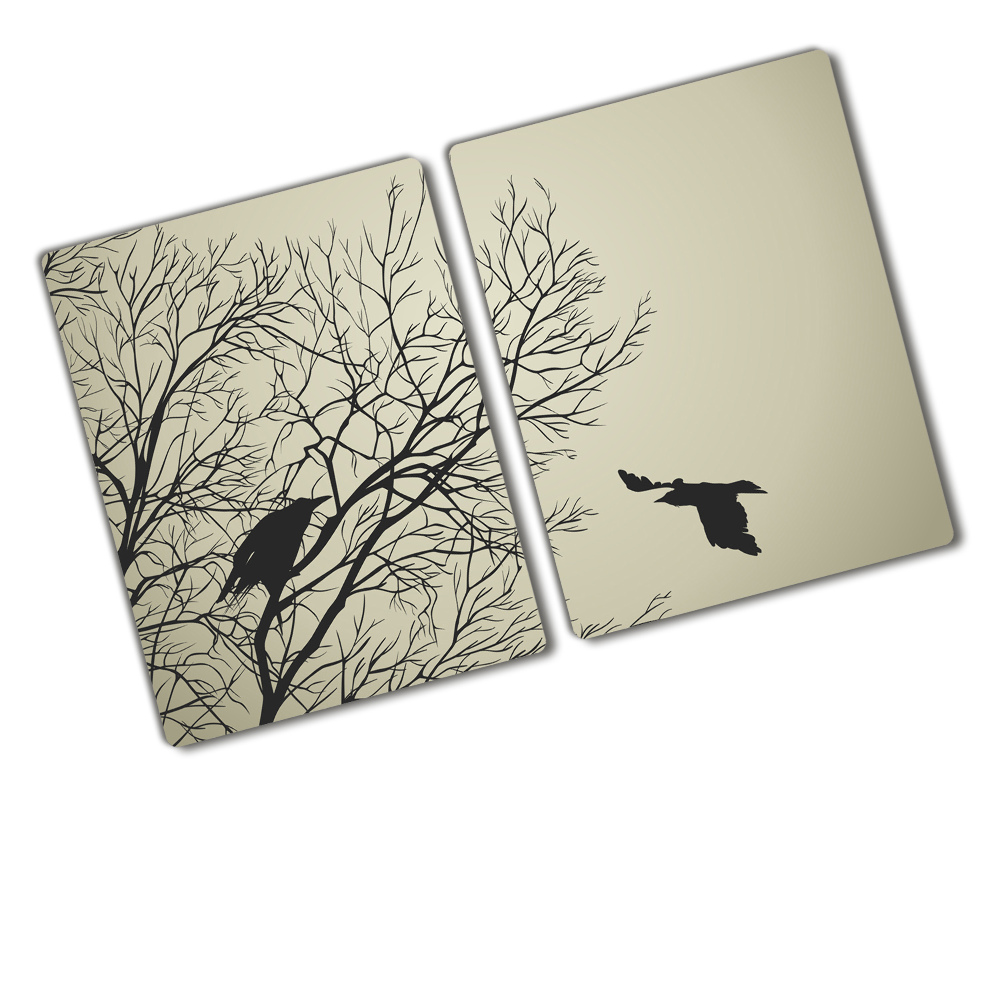 Glass chopping board Crows