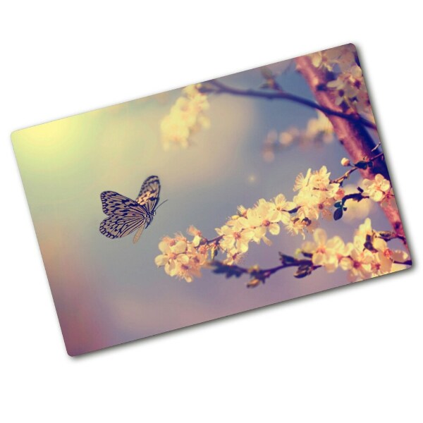 Chopping board Cherry flower and butterfly