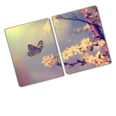 Chopping board Cherry flower and butterfly