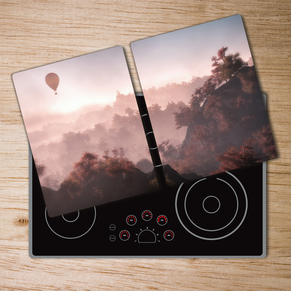 Chopping board glass Balloon above the forest