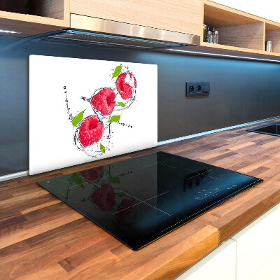 Chopping board glass Raspberry and water