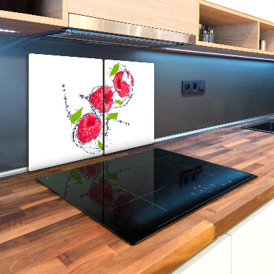 Chopping board glass Raspberry and water