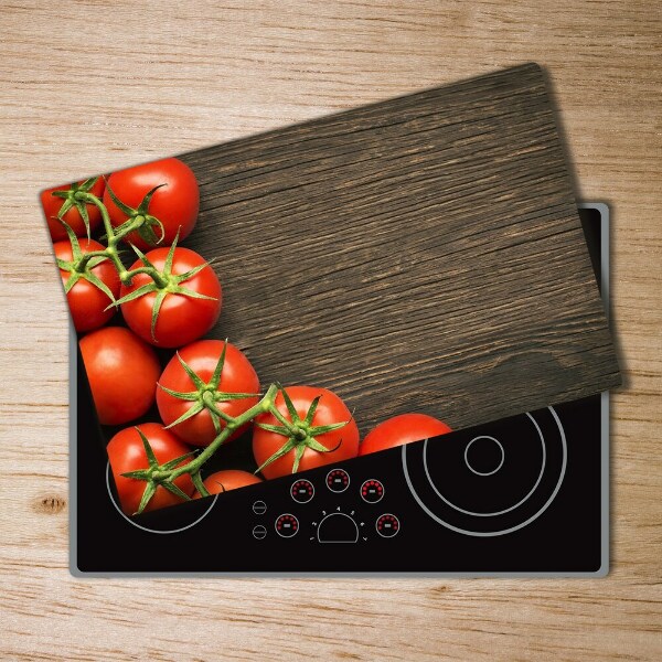 Chopping board glass Tomatoes on wood