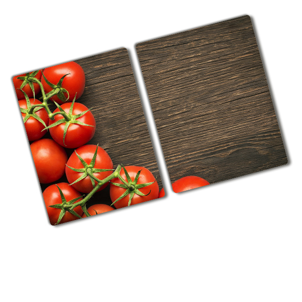 Chopping board glass Tomatoes on wood