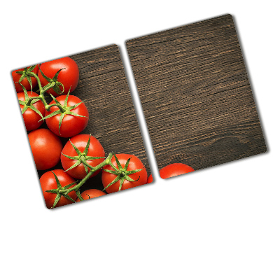 Chopping board glass Tomatoes on wood