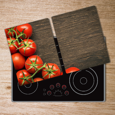 Chopping board glass Tomatoes on wood