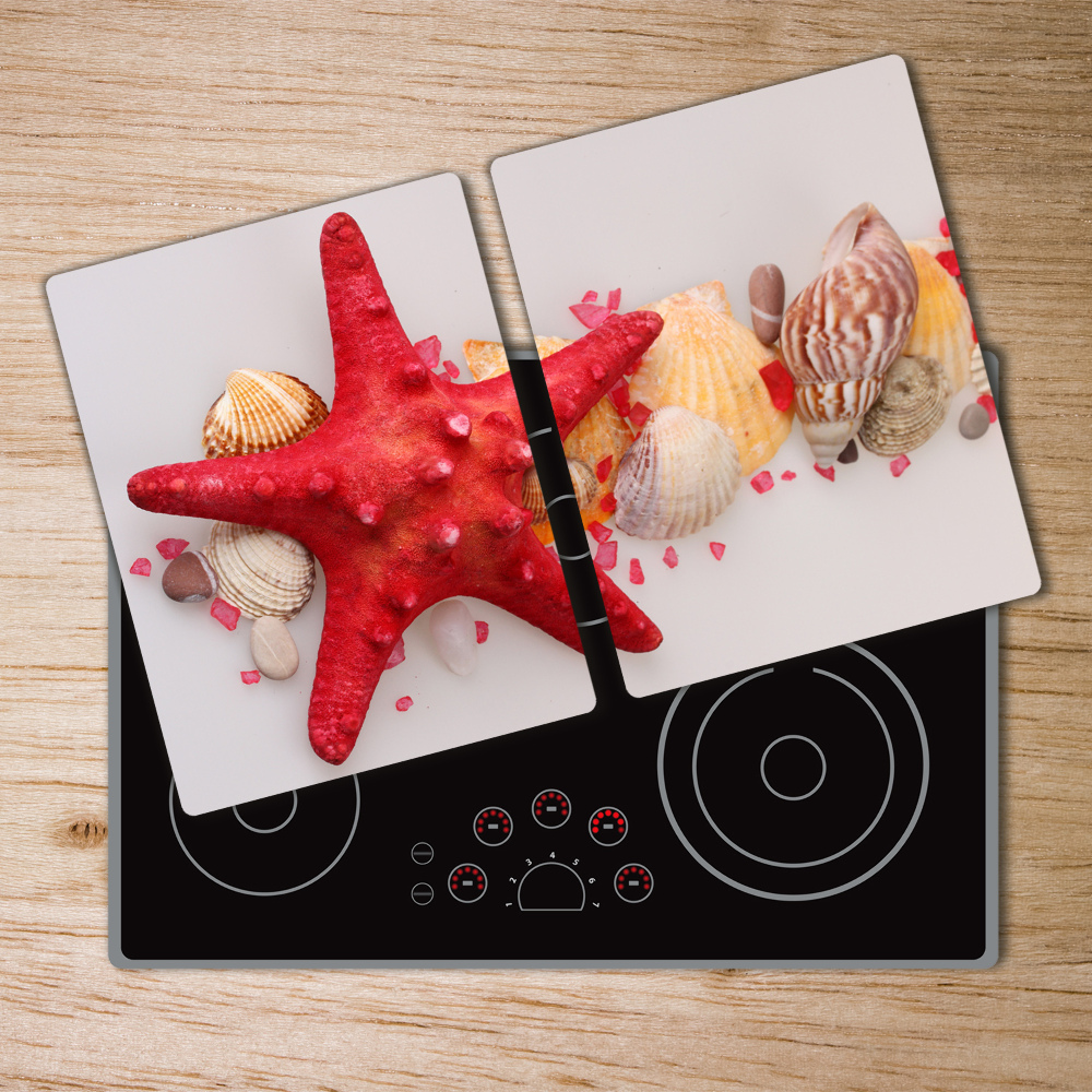 Chopping board Starfish and shells