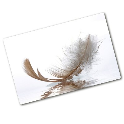 Chopping board glass Feather on the water