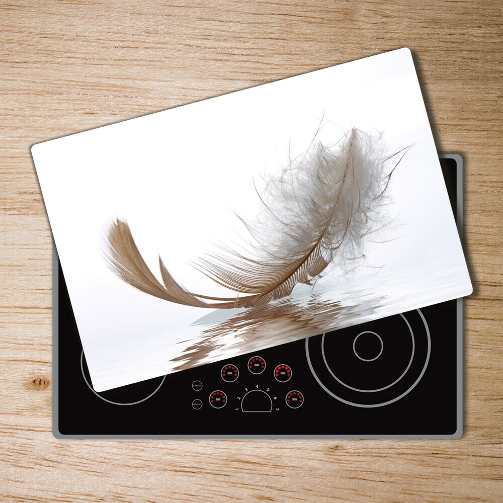 Chopping board glass Feather on the water