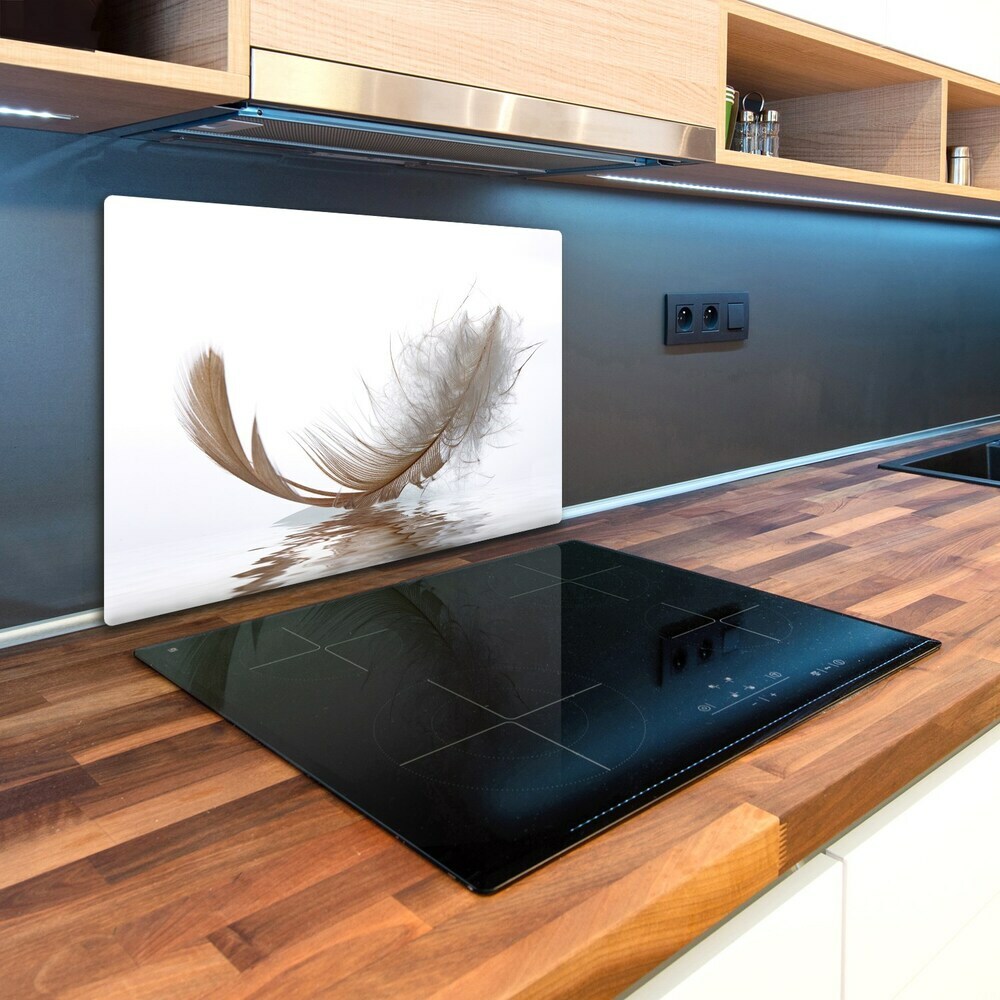 Chopping board glass Feather on the water