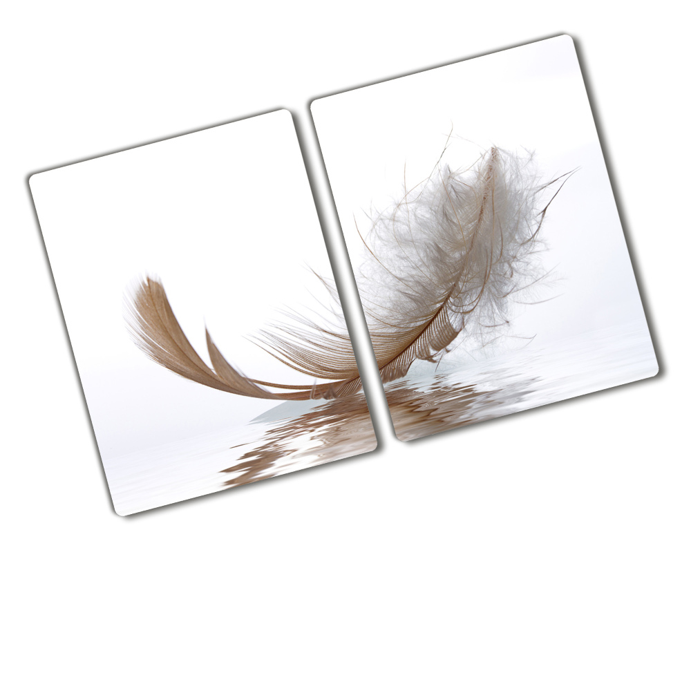 Chopping board glass Feather on the water