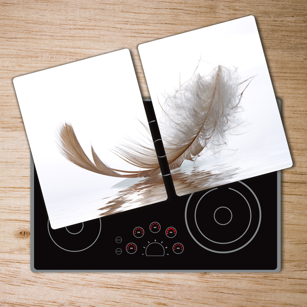 Chopping board glass Feather on the water